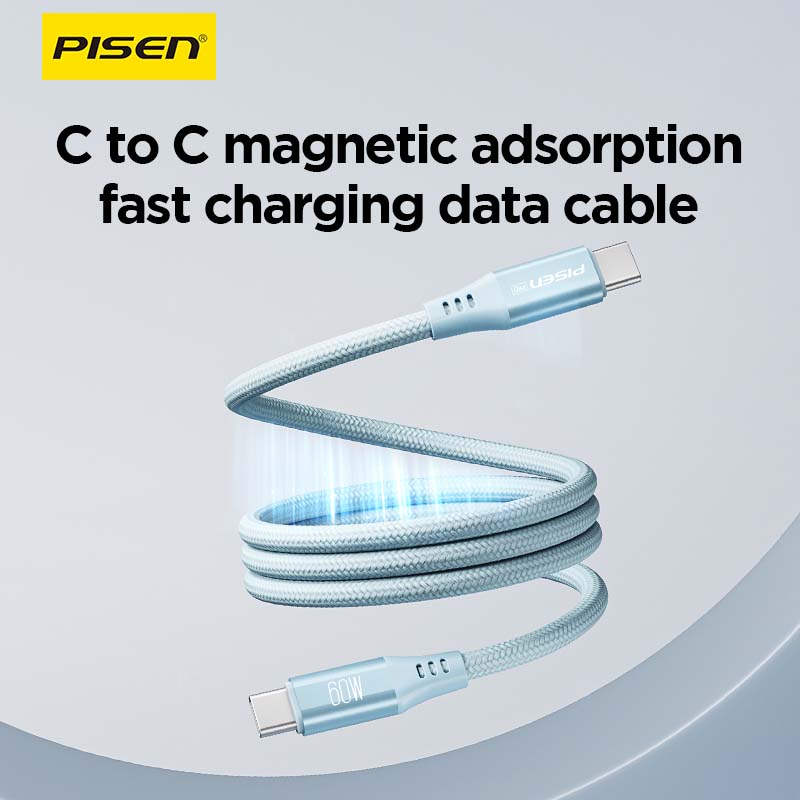 PISEN C to C 60W magnetic braided fast charging data cable 1m CC-FC22-1000 - PisenBiz