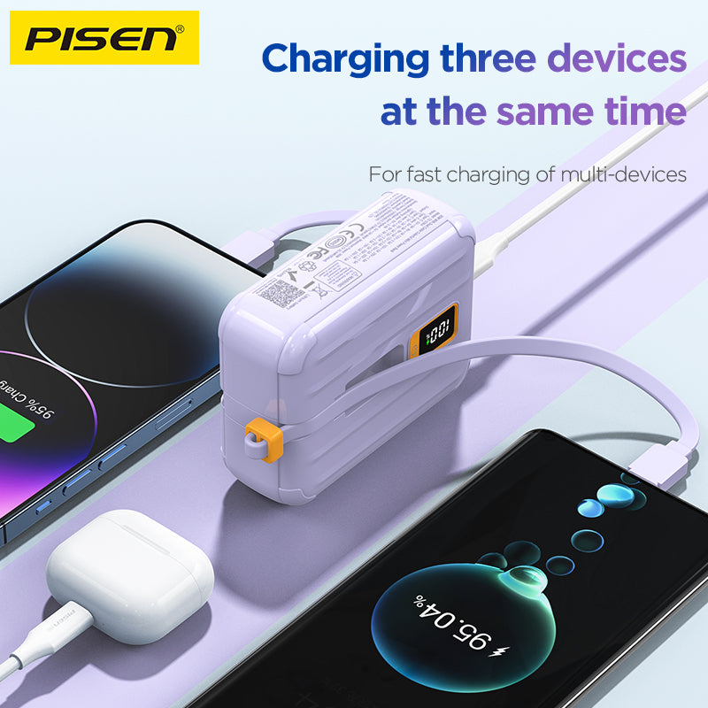 PISEN QUICK 30W Mini power bank with screen & cables 10000mAh TS-D364 - PisenBiz