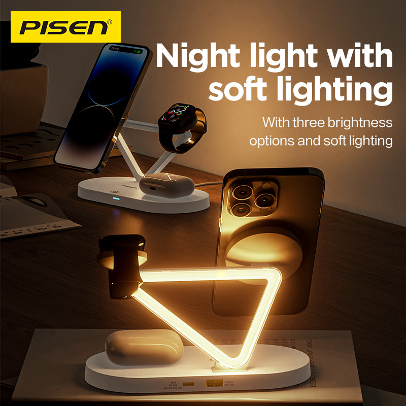 PISEN 3-in-1 Wireless Charging Stand with Night Light TP-C24 - PisenBiz