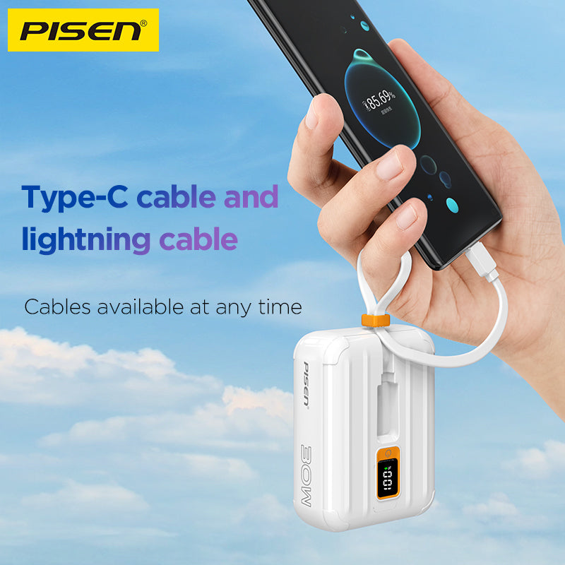 PISEN QUICK 30W Mini power bank with screen & cables 10000mAh TS-D364 - PisenBiz