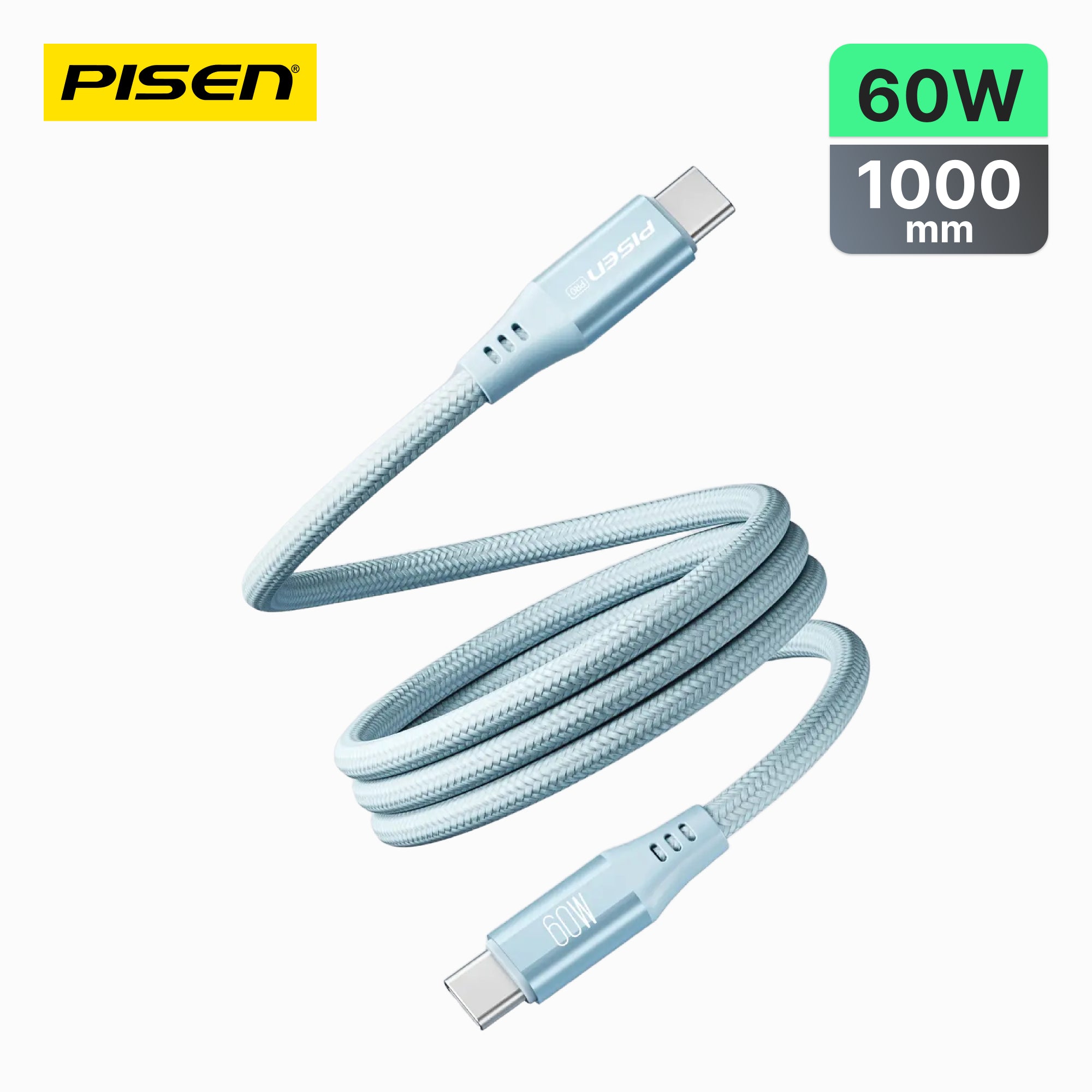 PISEN C to C 60W magnetic braided fast charging data cable 1m CC-FC22-1000 - PisenBiz